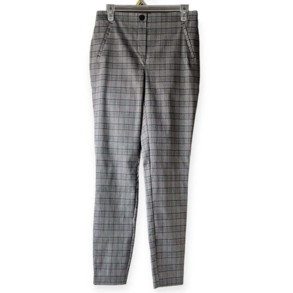 REITMANS Grey Plaid Straight Leg The Iconic Pull On Pant Size 10